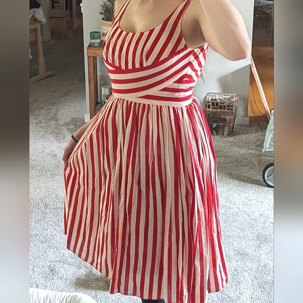 Vintage red and white striped dress Adrianna Papell Halloween costume circus